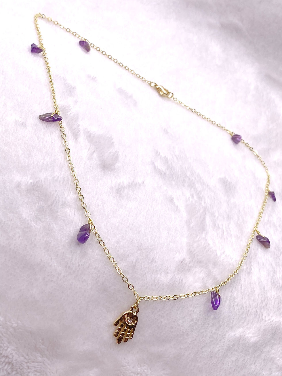 Thumbnail: 2 Piece Eye Of Providence Hamsa Hand X Amethyst Set