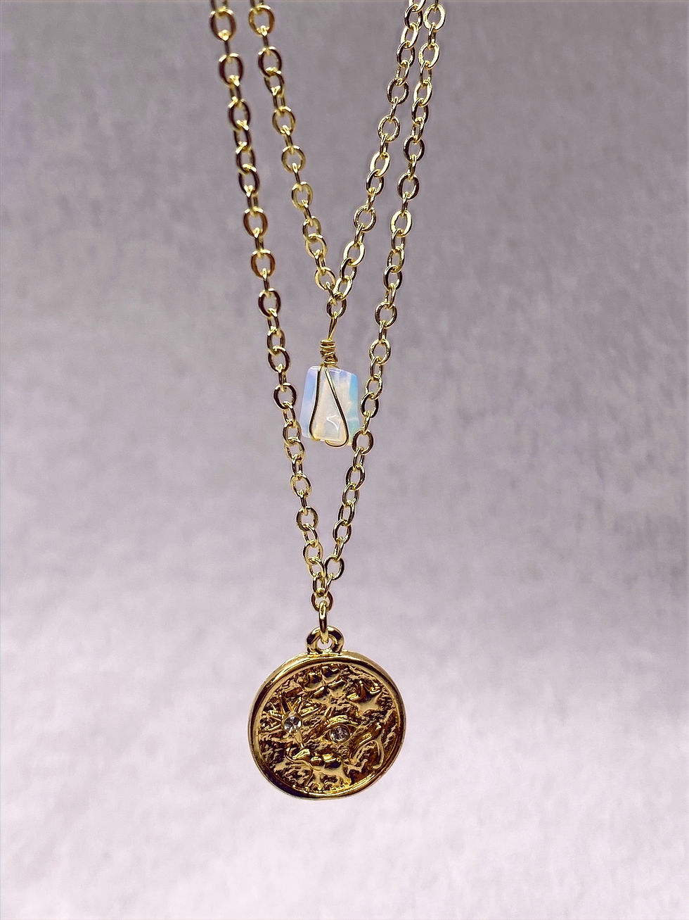 Thumbnail: 2 Piece Opalite Eye Of Providence Lucky Charm Set
