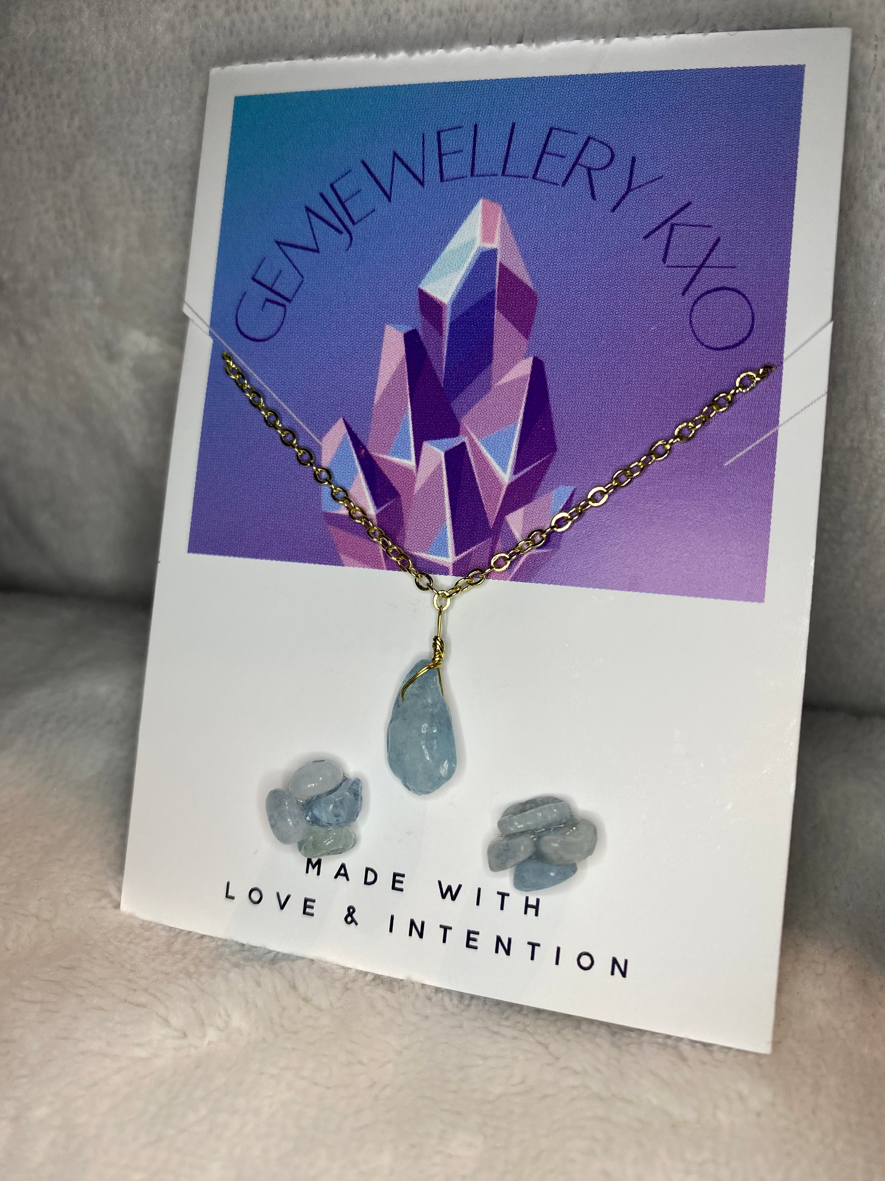 Aquamarine Necklace & Stud Earrings Set