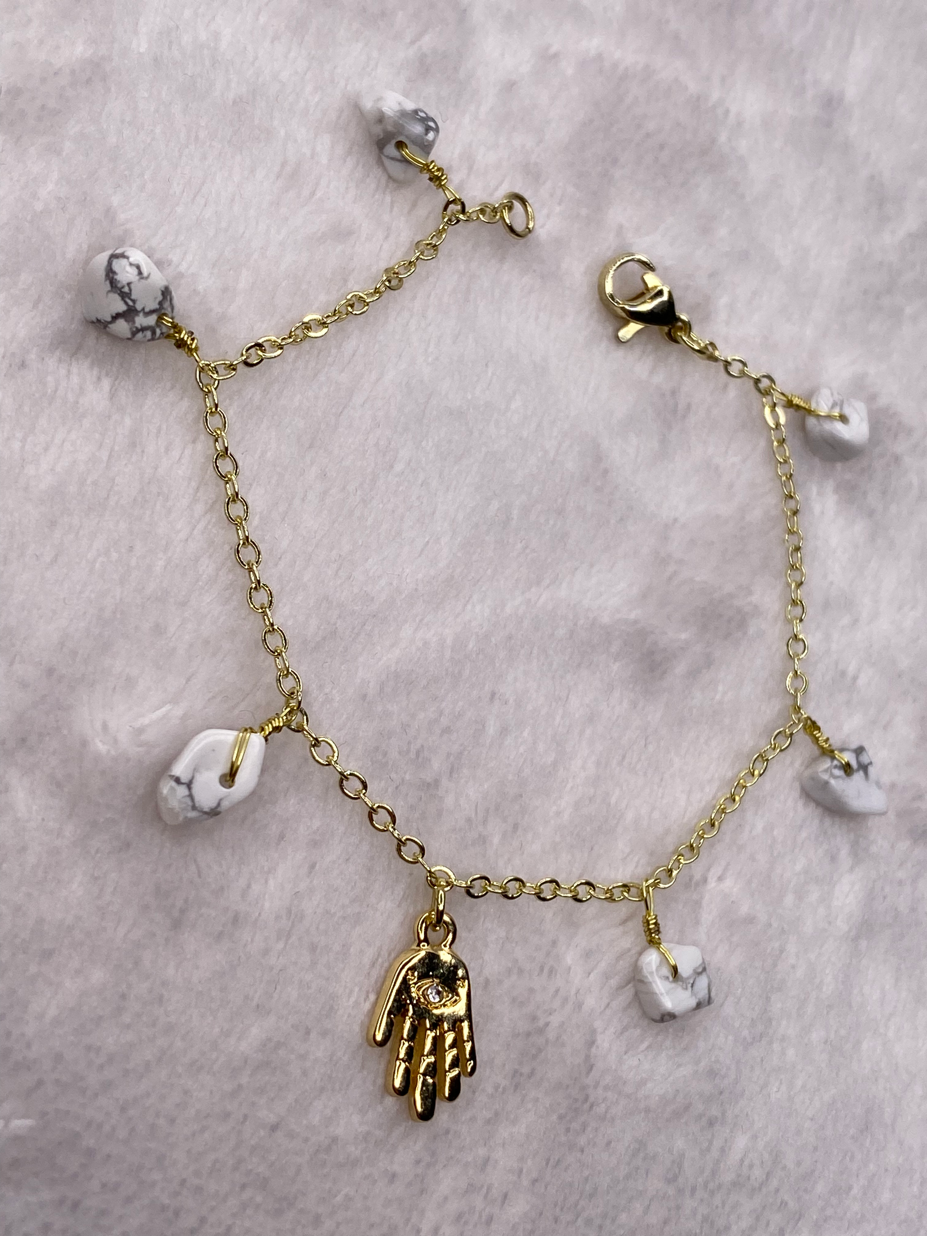 Eye Of Providence Hamsa Hand X White Howlite Bracelet