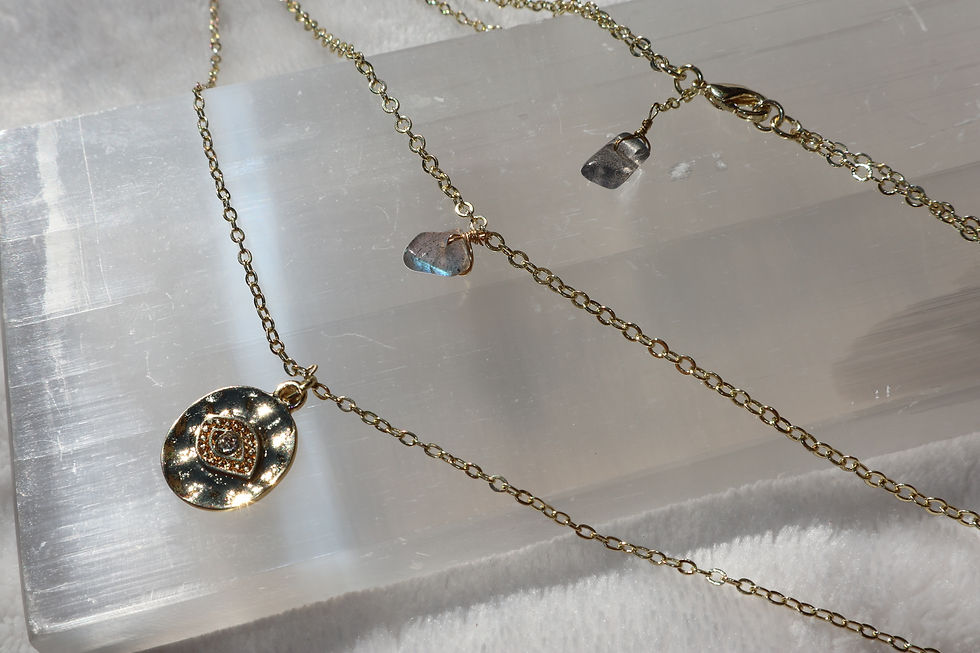 Thumbnail: The Eye Of Providence Circle Medallion X Labradorite Necklace