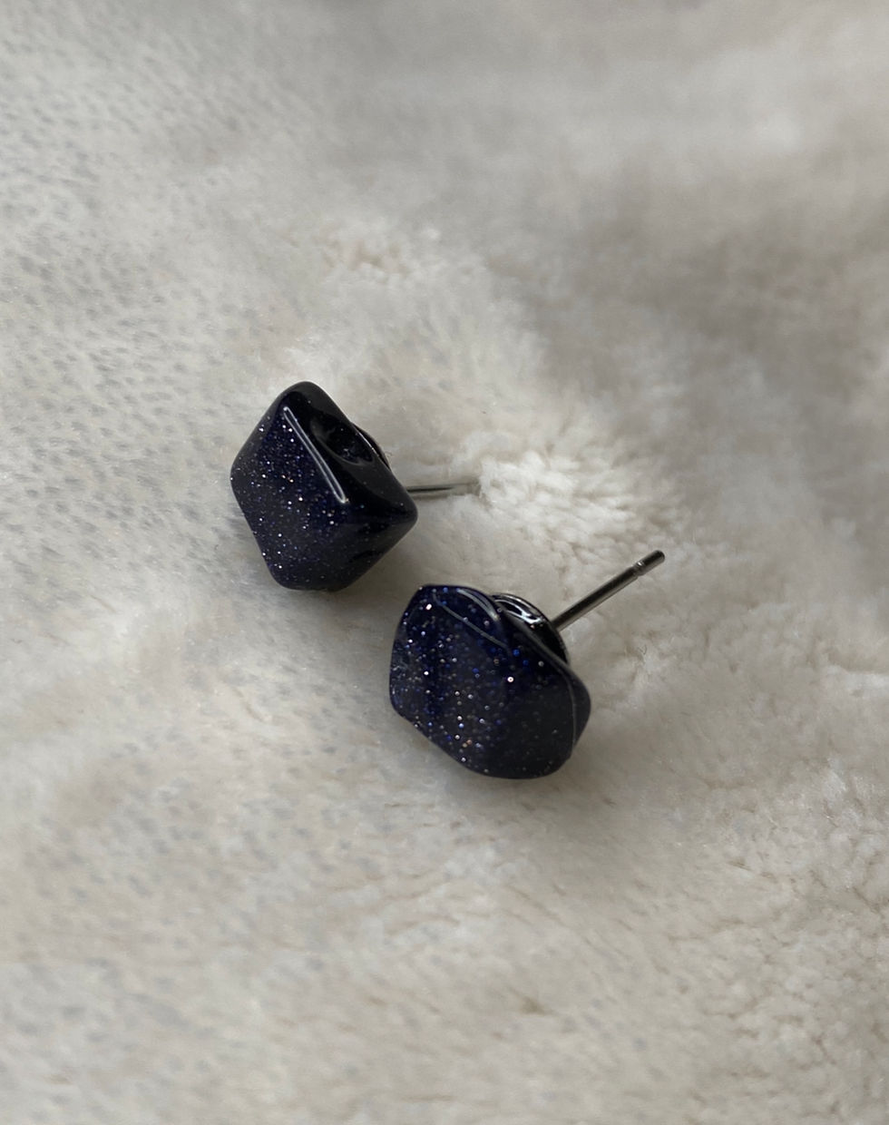 Thumbnail: Blue Goldstone Stud Earrings