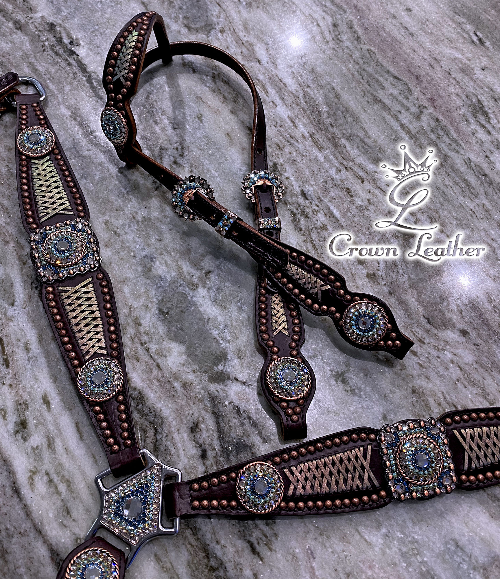 Rainbow Sherbet Braided Crystal Tack Set