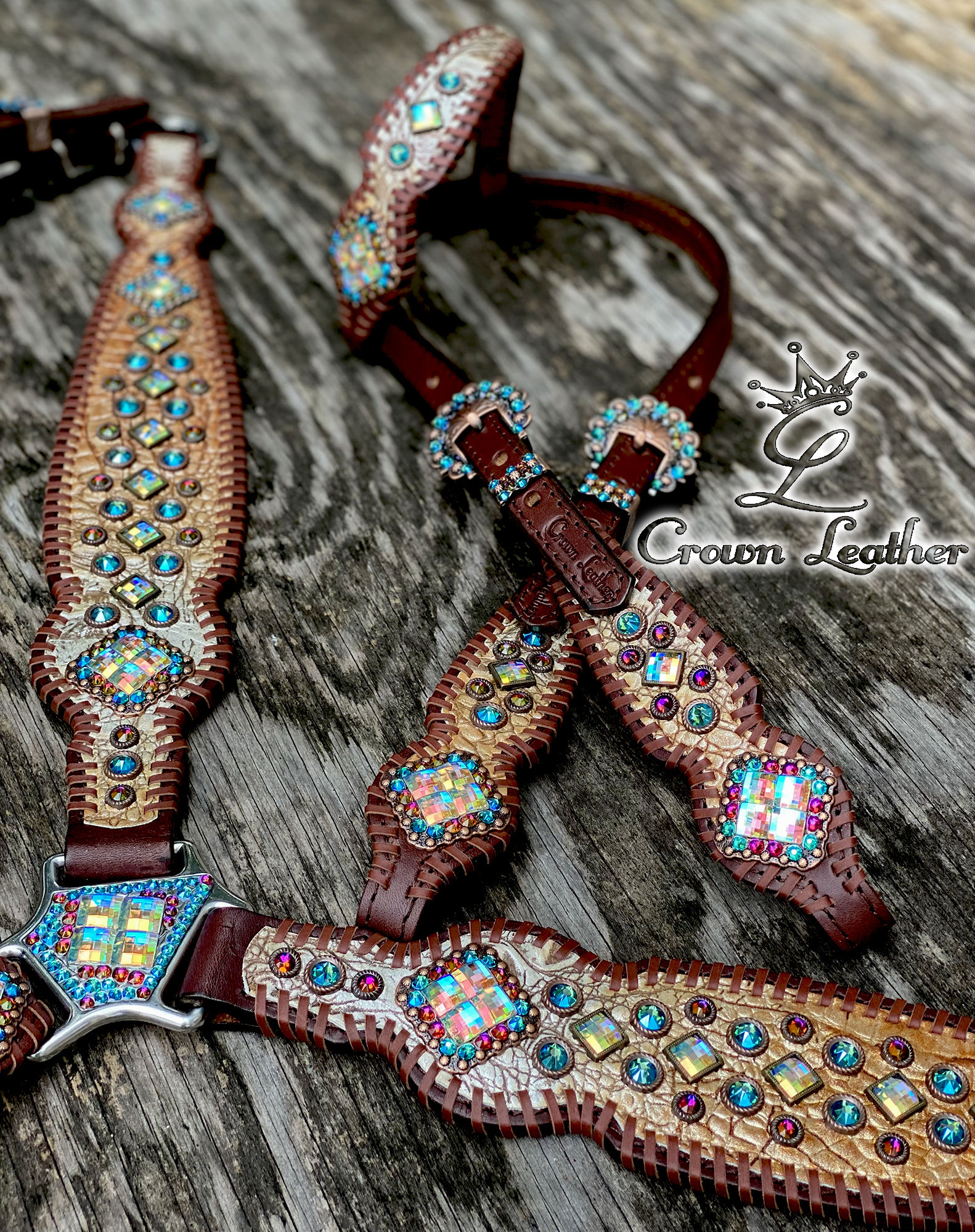 Copper, Gold & Silver Crystal Whipstitch (One of a Kind)