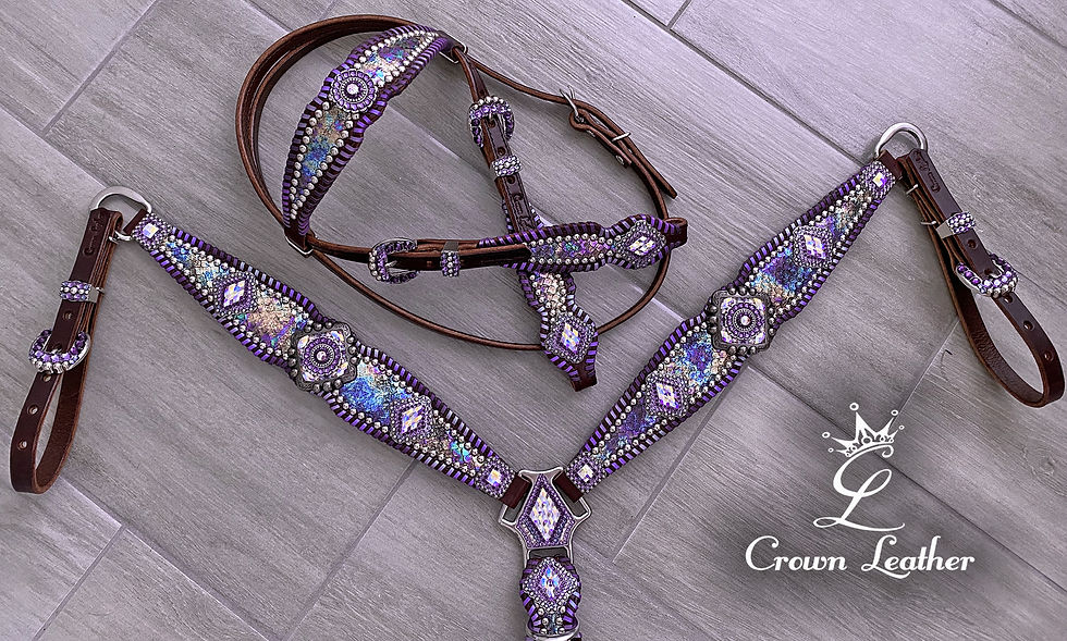 Thumbnail: Purple Ombre Halo Whipstitch Crystal Tack Set