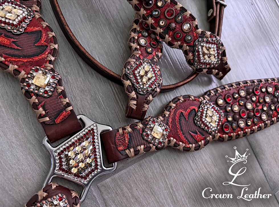 Thumbnail: Red Bronze & Gold Confetti Tack Set