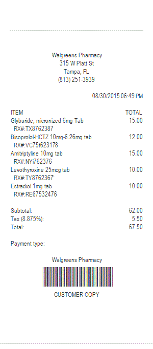 Tax Receipts, Insurance Co-Pay Receipts