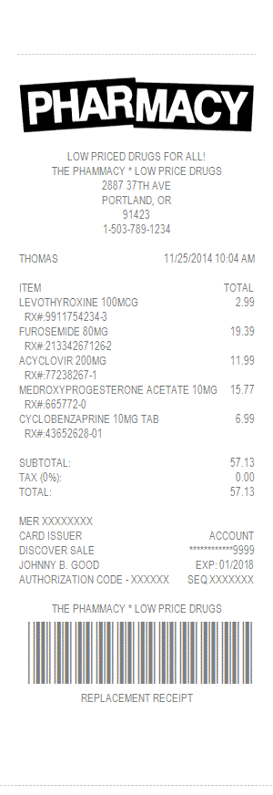 Drug Store Receipt Template Simple : Receipt Forms