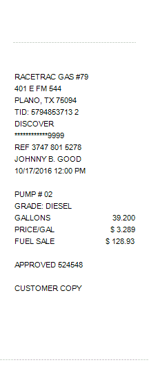 gas receipts
