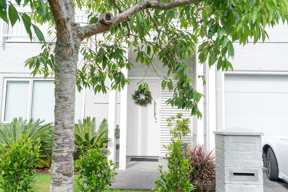 Christmas decorations on house