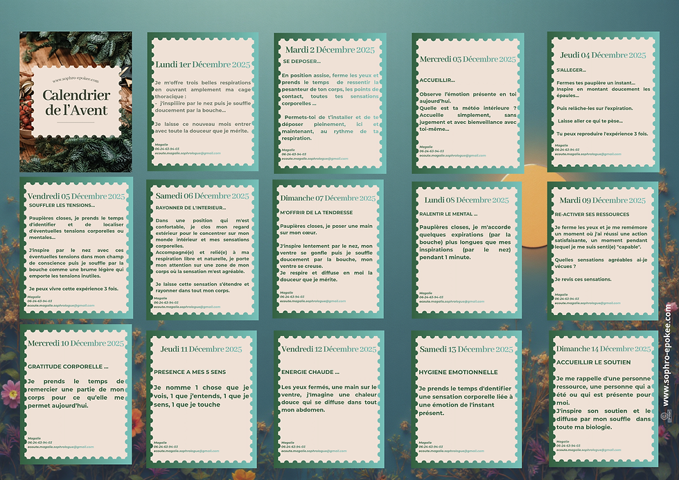 Le Calendrier de l'Avent Sophrologique : 24 Capsules de Douceur à Utiliser Toute l'Année !