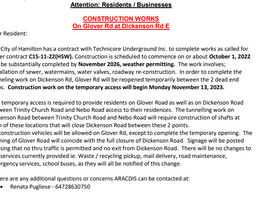 Road Closure Glover/Dickenson area