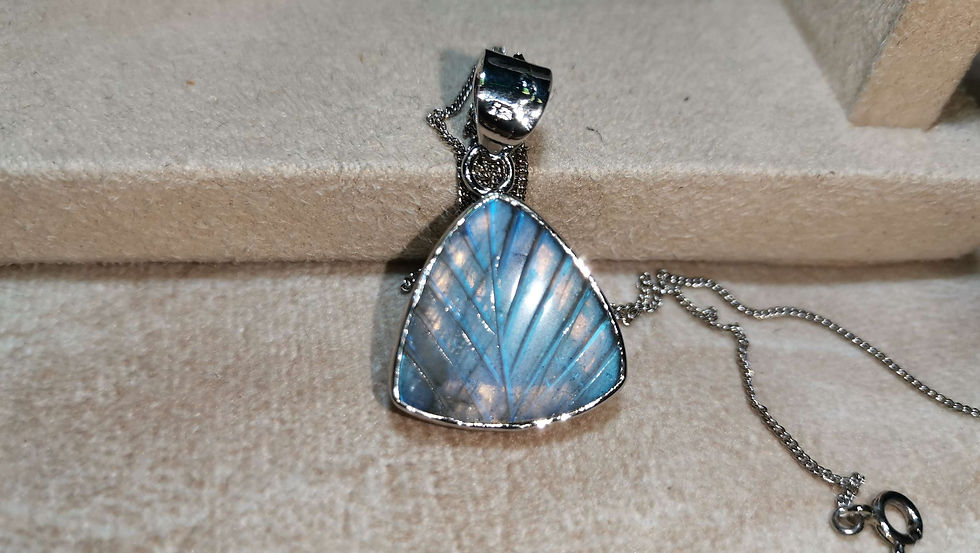 Thumbnail: Natural Rainbow Labrodorite Sterling Silver Pendant | Blue Flashes Labrodorite 