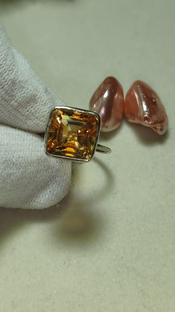 Thumbnail: Adjustable Yellow Citrine Ring | Sterling Sliver Ring | Dainty Ring 