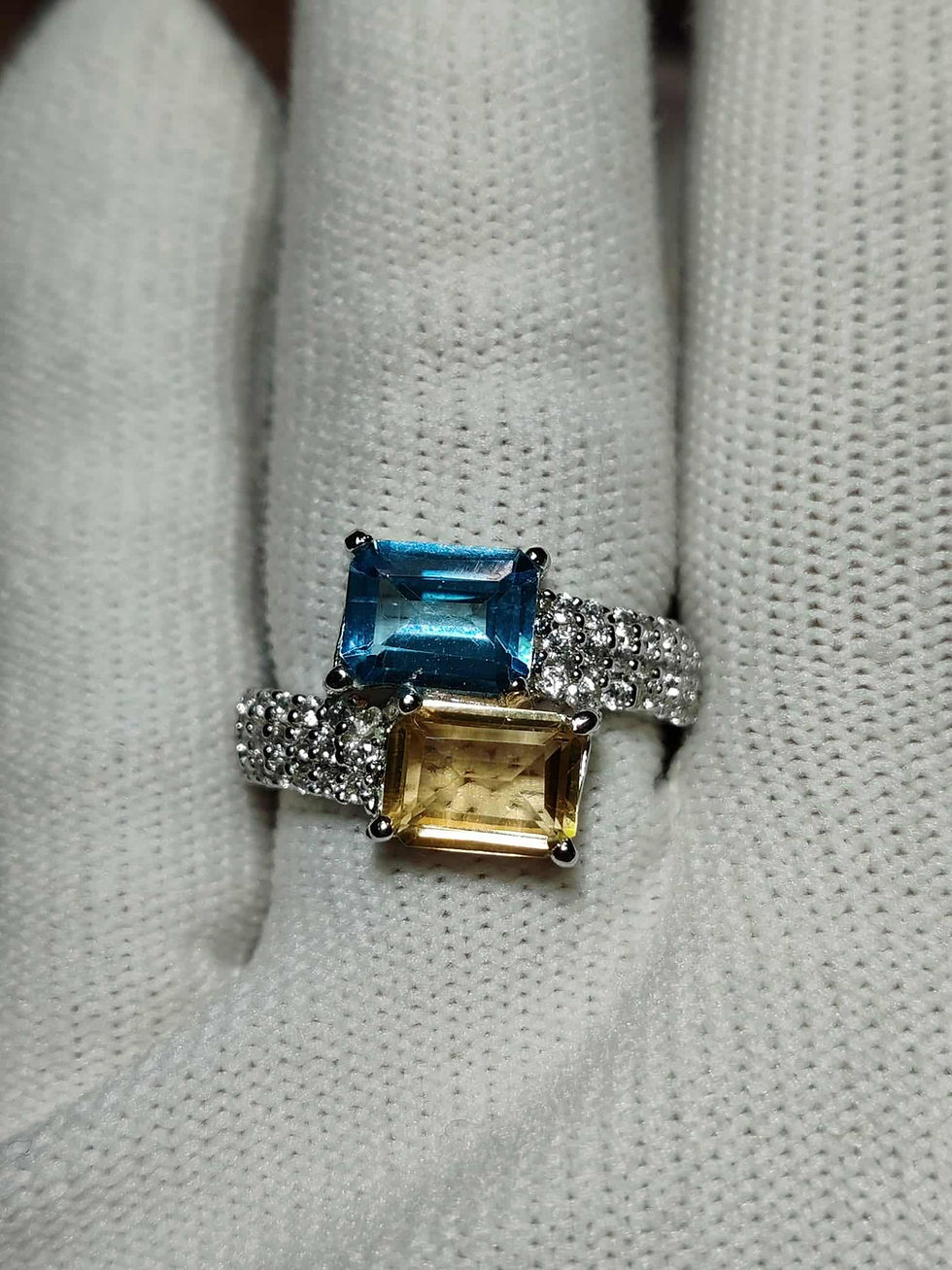 Thumbnail: Citrine and Blue Topaz Ring |Silver 925 Ring 