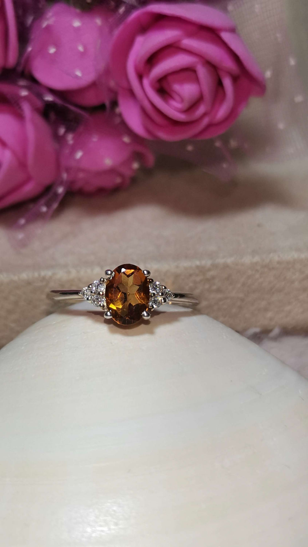 Thumbnail: Citrine With CZ Sterling Silver Ring