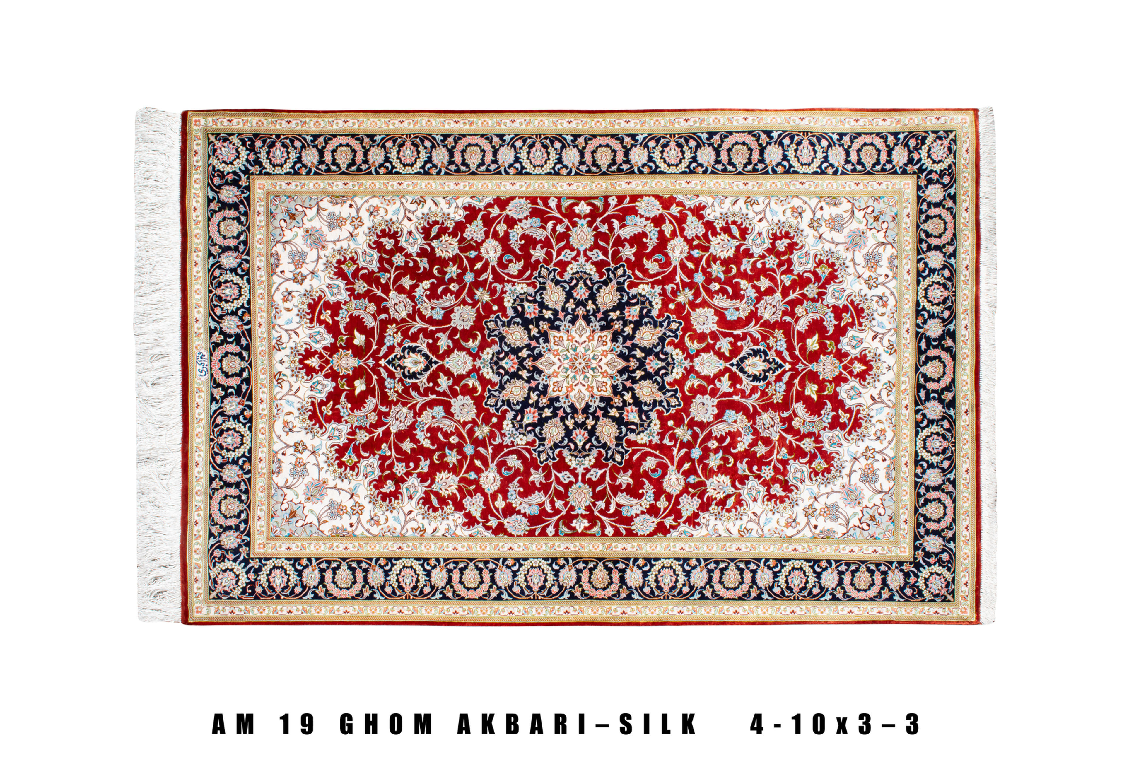 Top view of the Red Beige Ghom Akbari