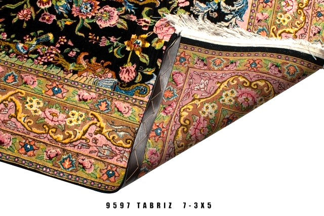 Thumbnail: Back view of the Floral Tabriz rug