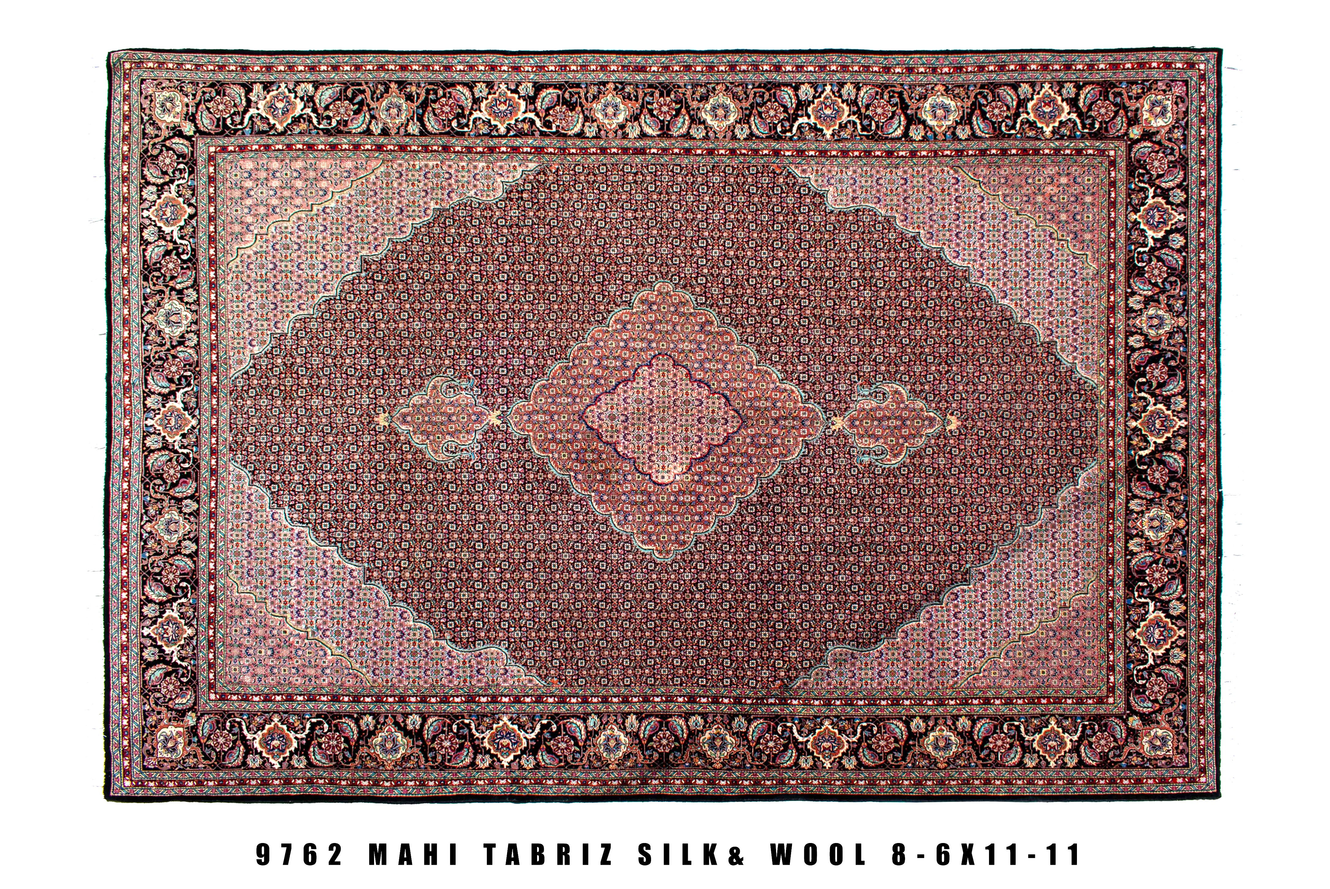 Top view of the Brown Pink Tabriz rug