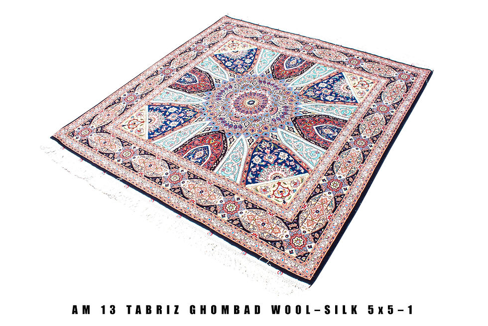 Thumbnail: Side view of the Tabriz Persian area Rug in Blue and Pink colors