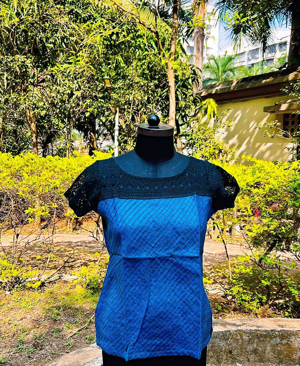Thumbnail: Azitiz linen top with black lace styled for a formal, elegant outfit