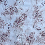 Lilac Flower and Butterflies Cotton
