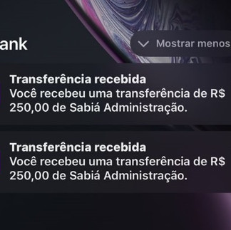 Notificações de transferências repetidas