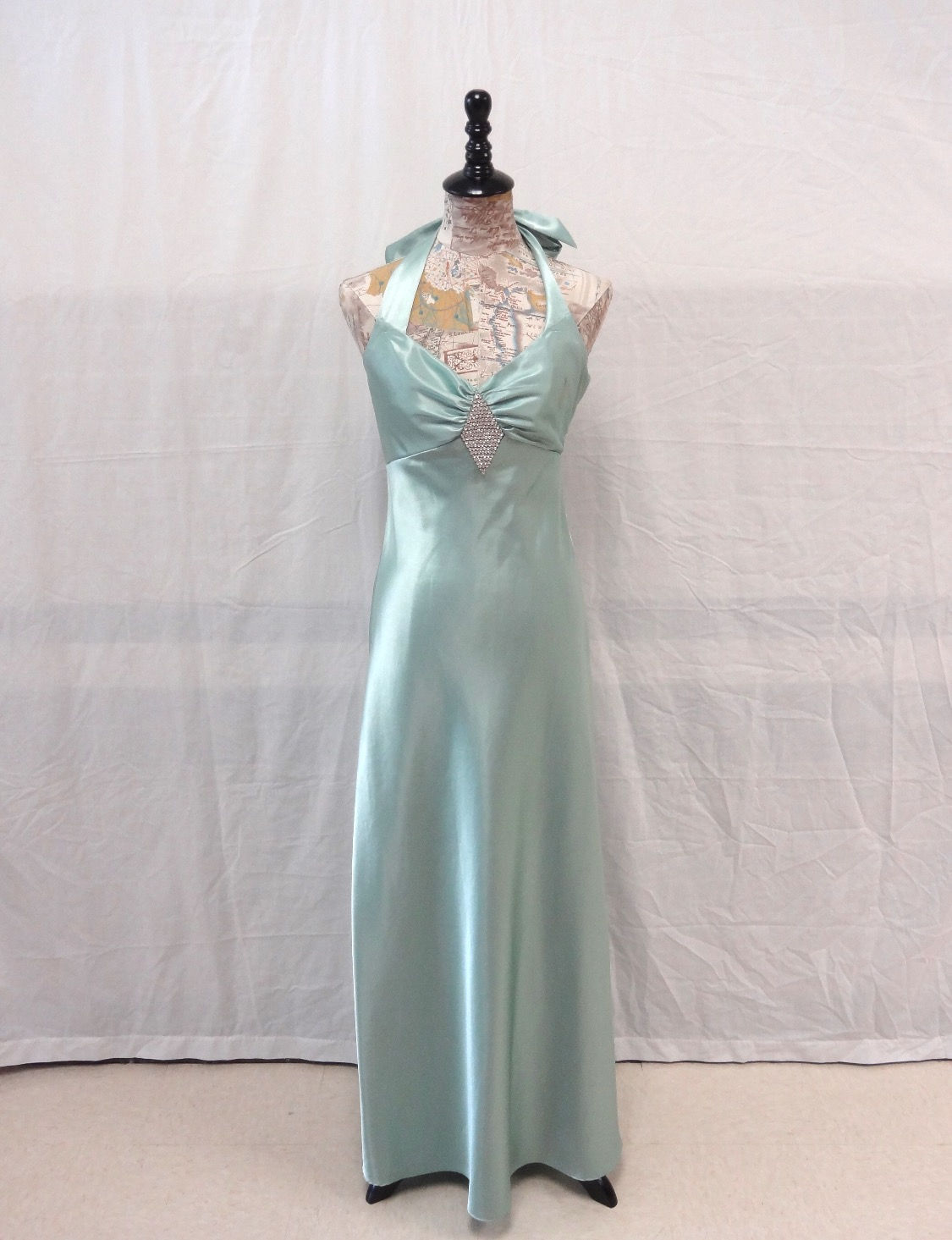 Green Satin Halter Top