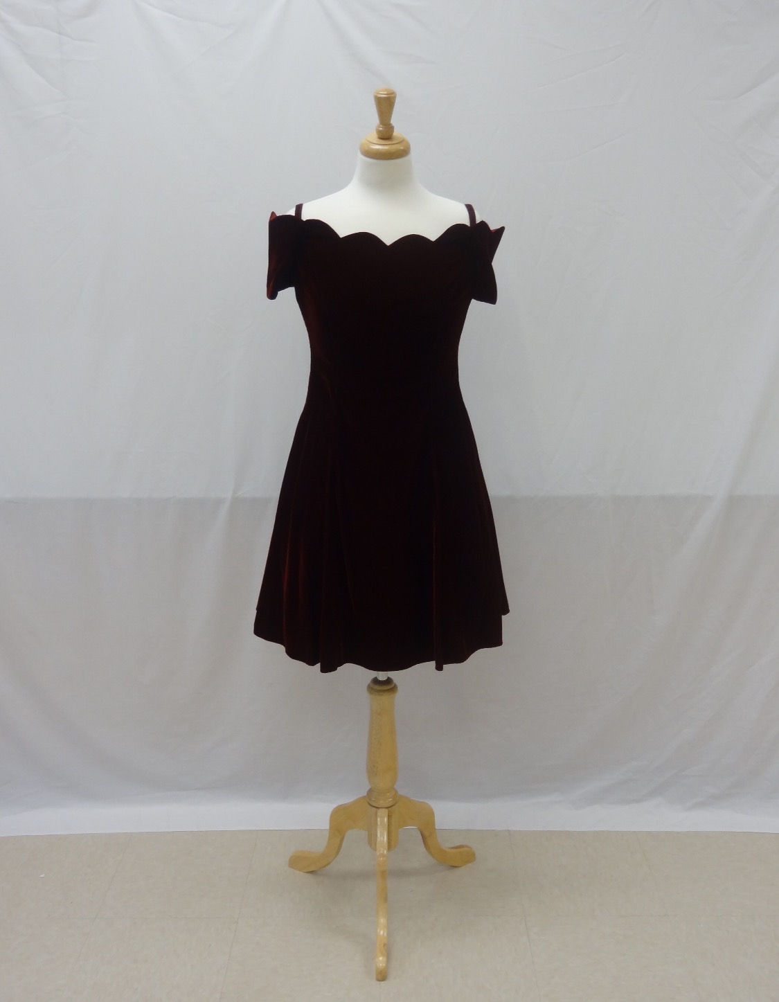 Currant Velvet off-the-shoulder