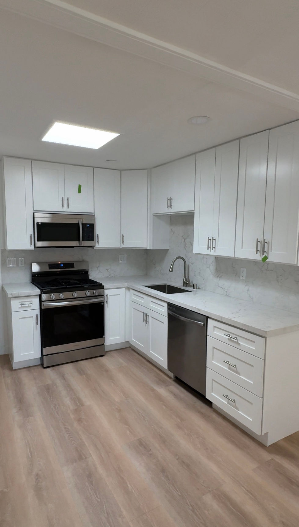 open kitchen and living area inside mobile home