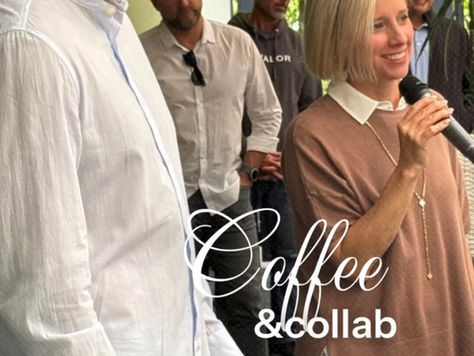 Coffee & Collab networking event in Westlake Village featuring Vlad Shuliko of ILMA Trade Service USA speaking with local realtors about construction solutions for homeowners, buyers, and sellers.