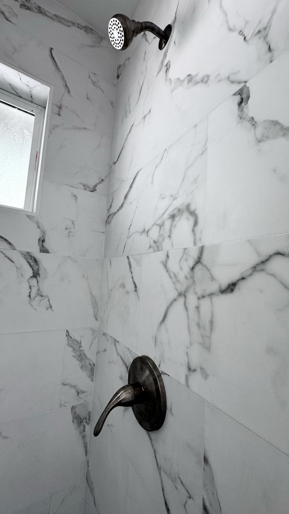 modern shower tile ADU bathroom construction