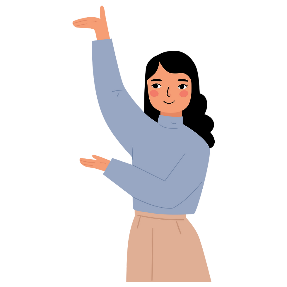 a girl illustration showing herself as a stock market advisor