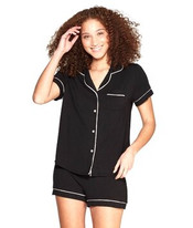 Women's Beautifully Soft Short Sleeve Notch Collar Top and Shorts Pajama Set