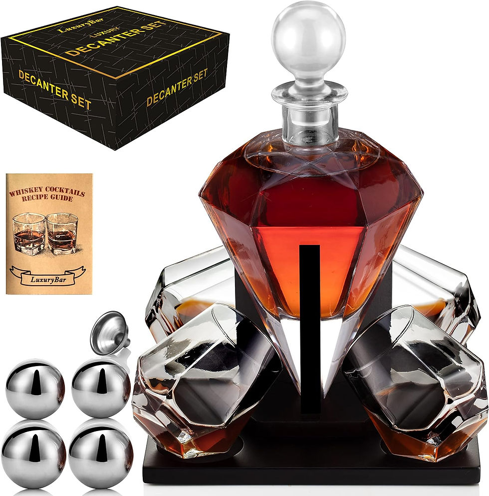 Luxury Bar Whiskey Gift Set - Decanter with Glasses and Chill Ball