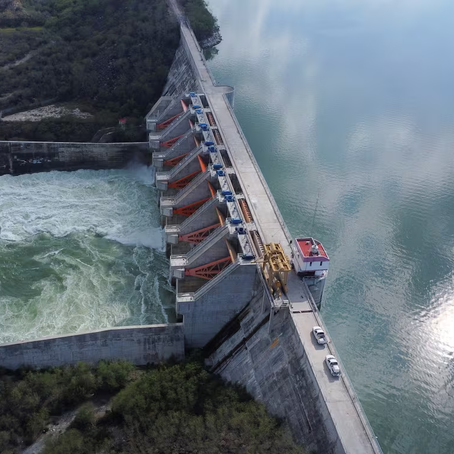 Vista de la presa El  Cuchillo, en Nuevo  León, en diciembre de 2025. Daniel Becerril (REUTERS)