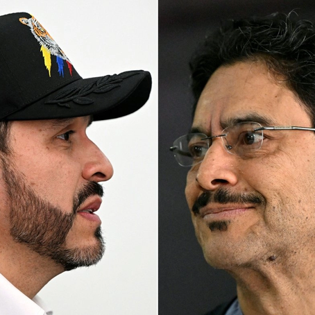 En un ambiente de polarización política, se estima que 22 millones votarán para elegir al futuro líder de Colombia. En la imagen, los candidatos Abelardo de la Espriella (izquierda) e Iván Cepeda. Afp