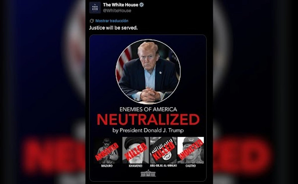 Imagen en la página de la Casa Blanca que señala a los enemigos de Estados Unidos “neutralizados” por el presidente Trump. Foto publicada del mandatario estadunidense en redes sociales