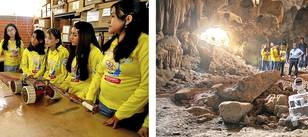 ▲ Para diseñar el robot Serch, alumnos de la Secundaria 315 Torres Quintero contaron con la asesoría de Sergio Chávez, investigador del túnel bajo el Templo de la Serpiente Emplumada en Teotihuacan.Foto cortesía del centro educativo