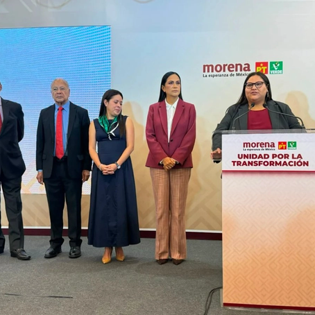 La presidenta de la Comisión Nacional de Elecciones, Citlalli Hernández, durante la presentación de la convocatoria del proceso interno rumbo a 2027, Unidad por la Transformación, en la Ciudad de México, el 17 de junio de 2026. Foto Germán Canseco