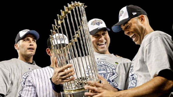 Andy Pettitte, Jorge Posada, Derek Jeter y Mariano Rivera formaron parte de la dinastía de los Yankees que ganó tres campeonatos corridos de 1998-2000. Getty Images
