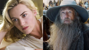 Una mujer rubia pensativa en interior y un hombre barbudo con sombrero gris en un entorno medieval. Emoción de reflexión y misticismo.