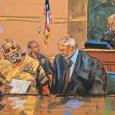 'El Mayo' fue sentenciado a cadena perpetua en una corte de NY. Jane Rosenberg Court Art para la Jornada.