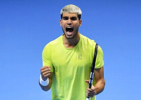 Carlos Alcaraz y un triunfo importante ante Fritz en las ATP Finals. Getty Images