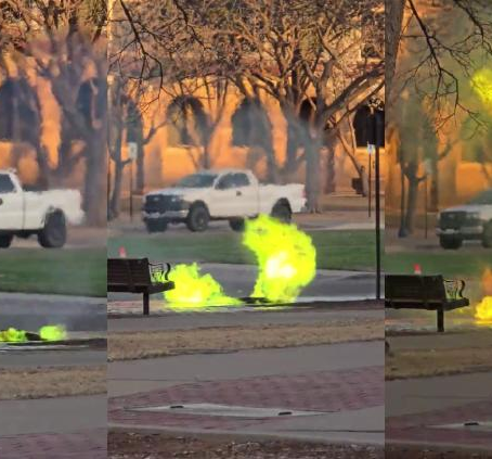 ¡Terrorífico! Aparecen llamas verdes en coladera de universidad 🎦