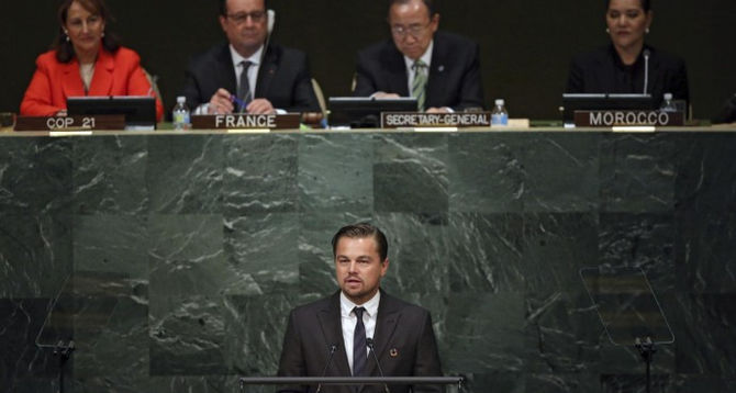 DiCaprio muestra preocupación por el cambio climático durante ceremonia de la ONU