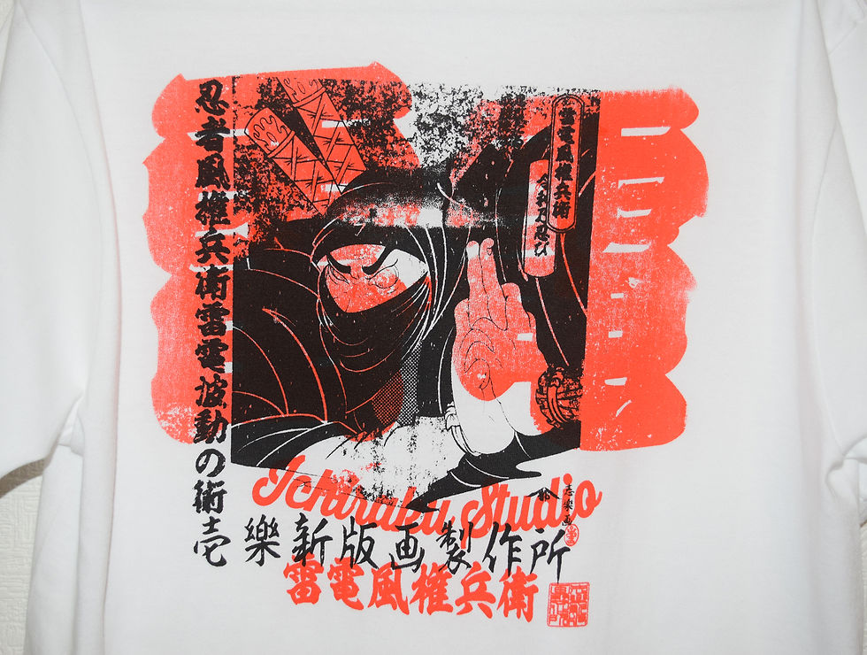 サムネイル： Handmade Backprint T-shirt　【RAIDEN 雷電  / size M 】(N1M)