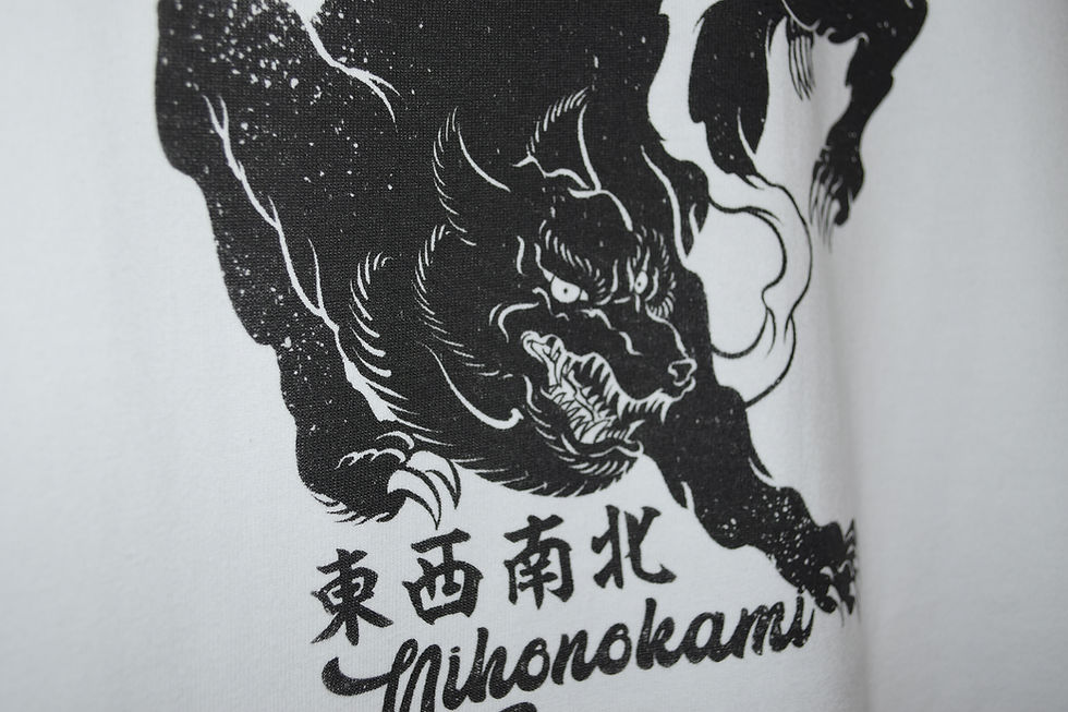 サムネイル： Handmade Backprint T-shirt　【狼 WOLF】XL            (BO4)