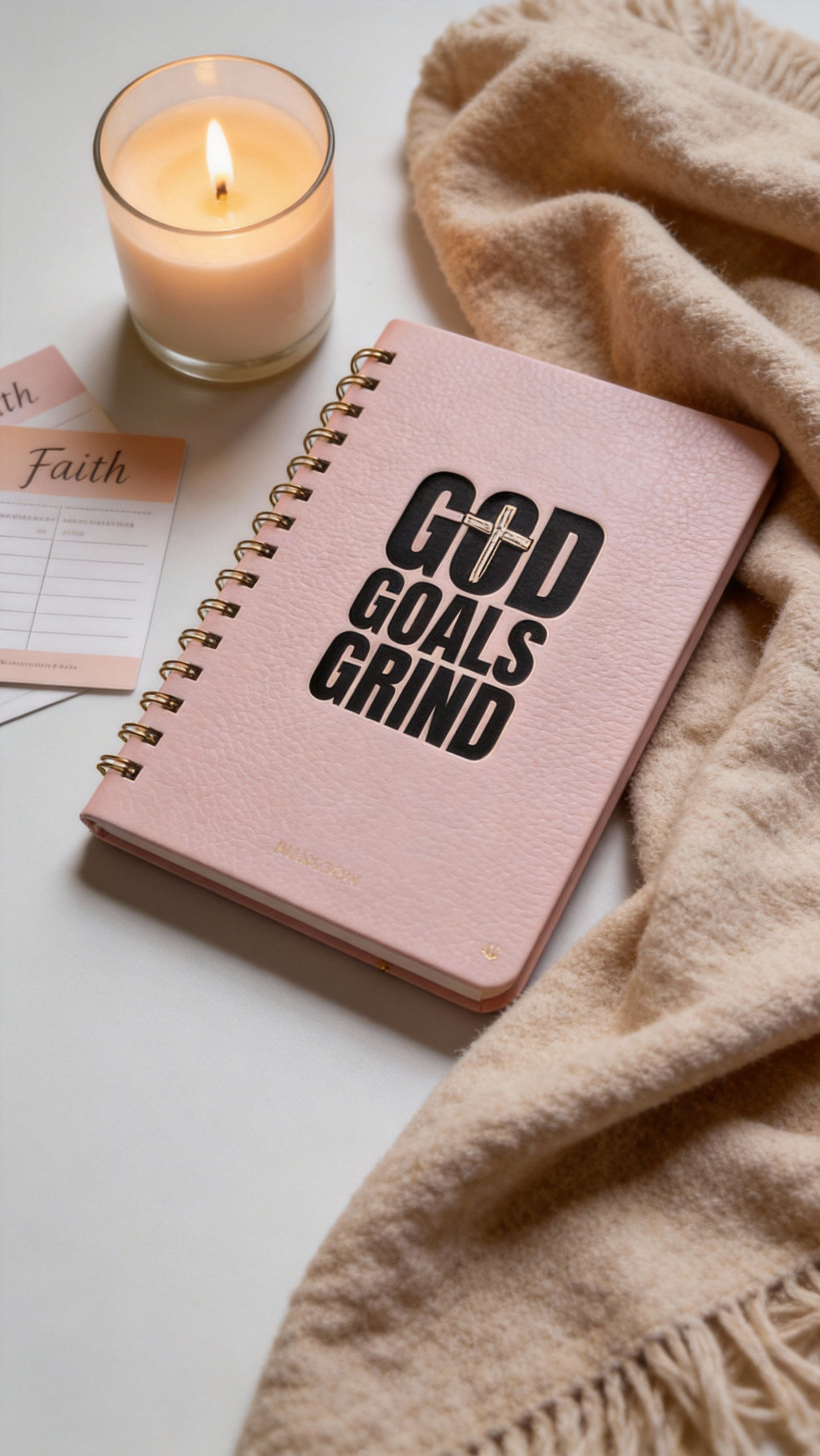 Faith-based motivational notebook with “God Goals Grind” cover