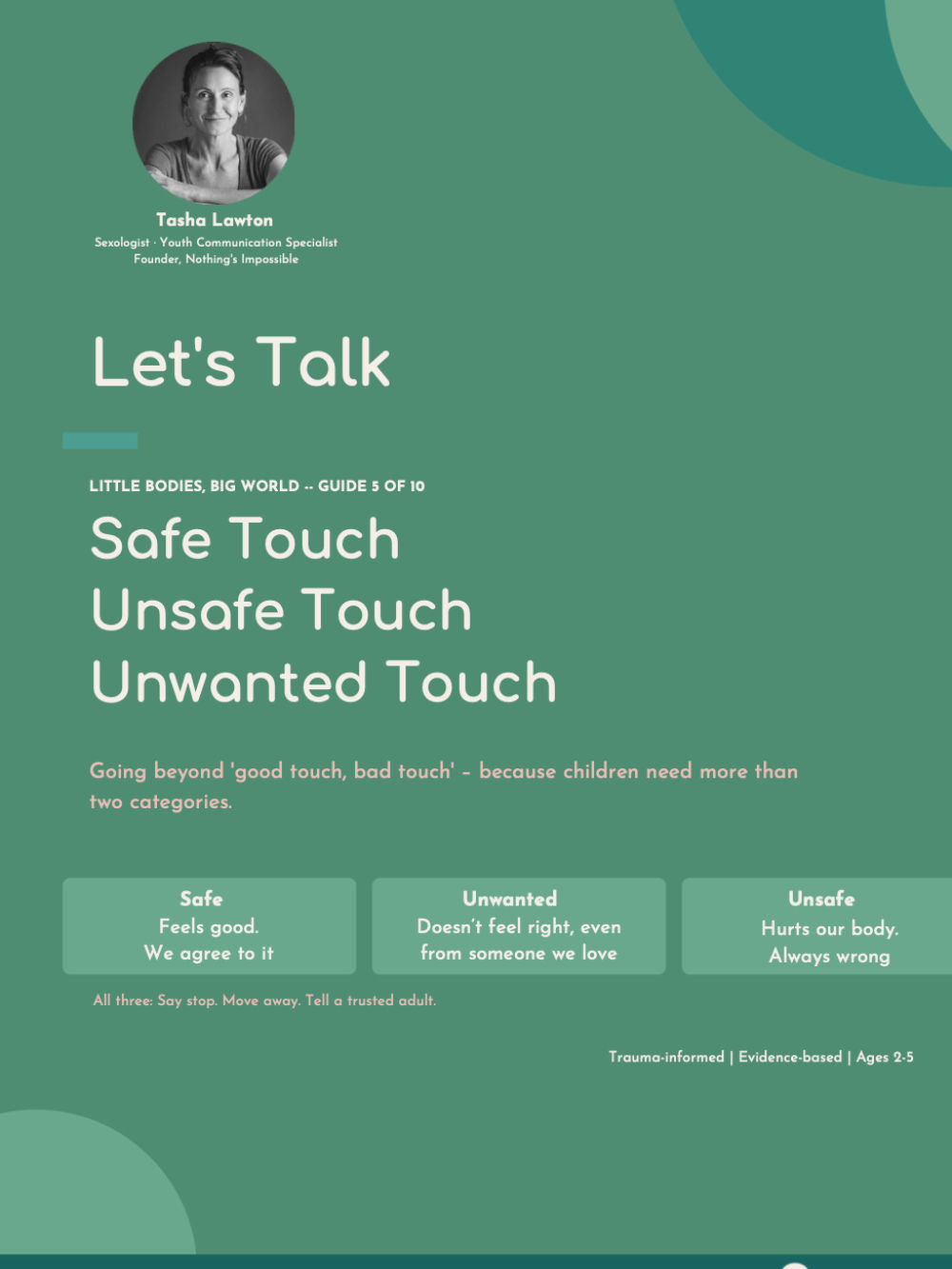 Safe Touch. Unsafe Touch. Unwanted Touch. (ages 0-5)